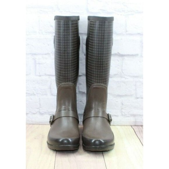 LL Bean Wellies Brown Black Rubber Waterproof Tall Rain Boots Size 8 M - Picture 4 of 12